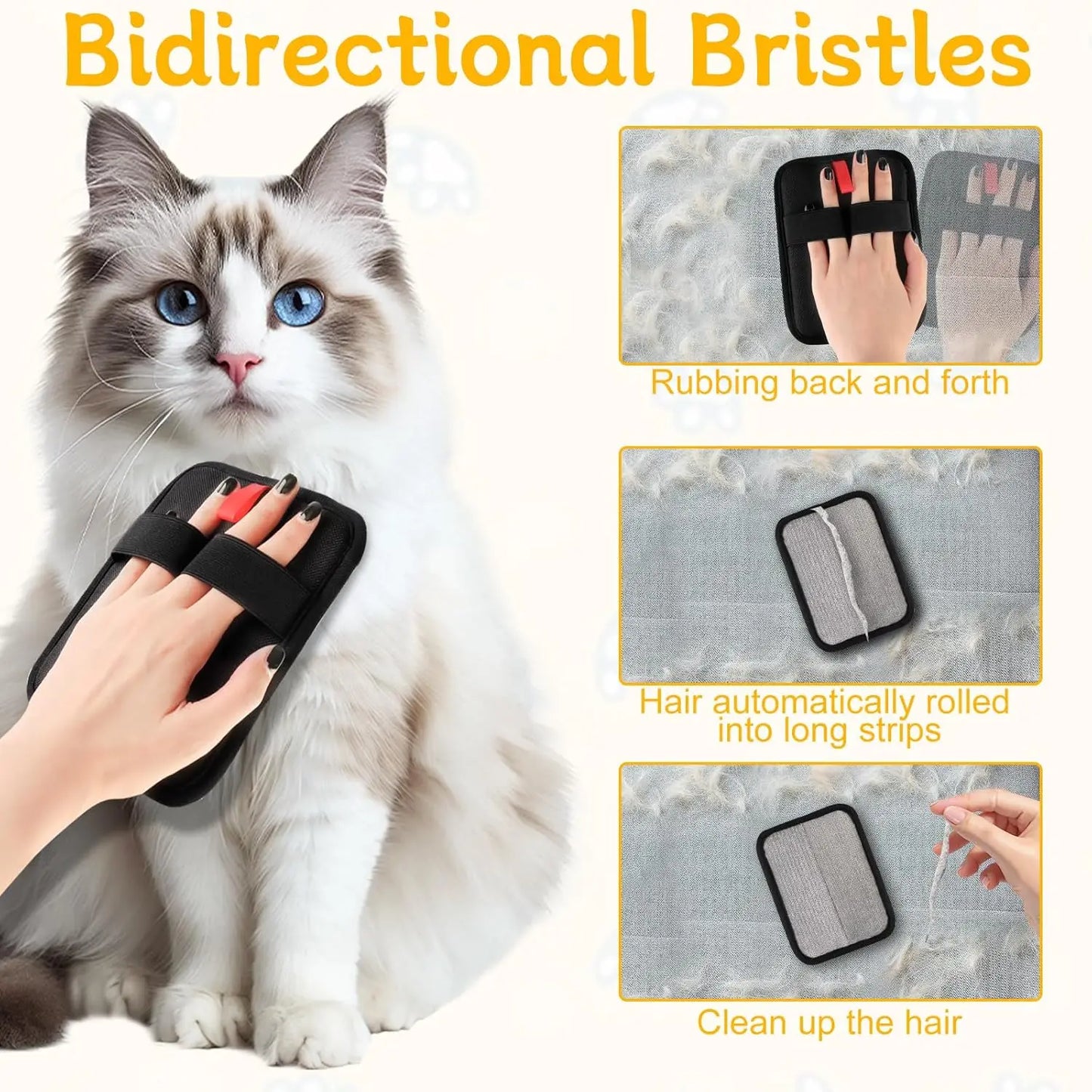 2 Pcs Pet Hair Remover Electrostatic Gloves,Static Pet Hair Remover Glove, Reusable Cat & Dog Hair Remover, for Couch, Furniture