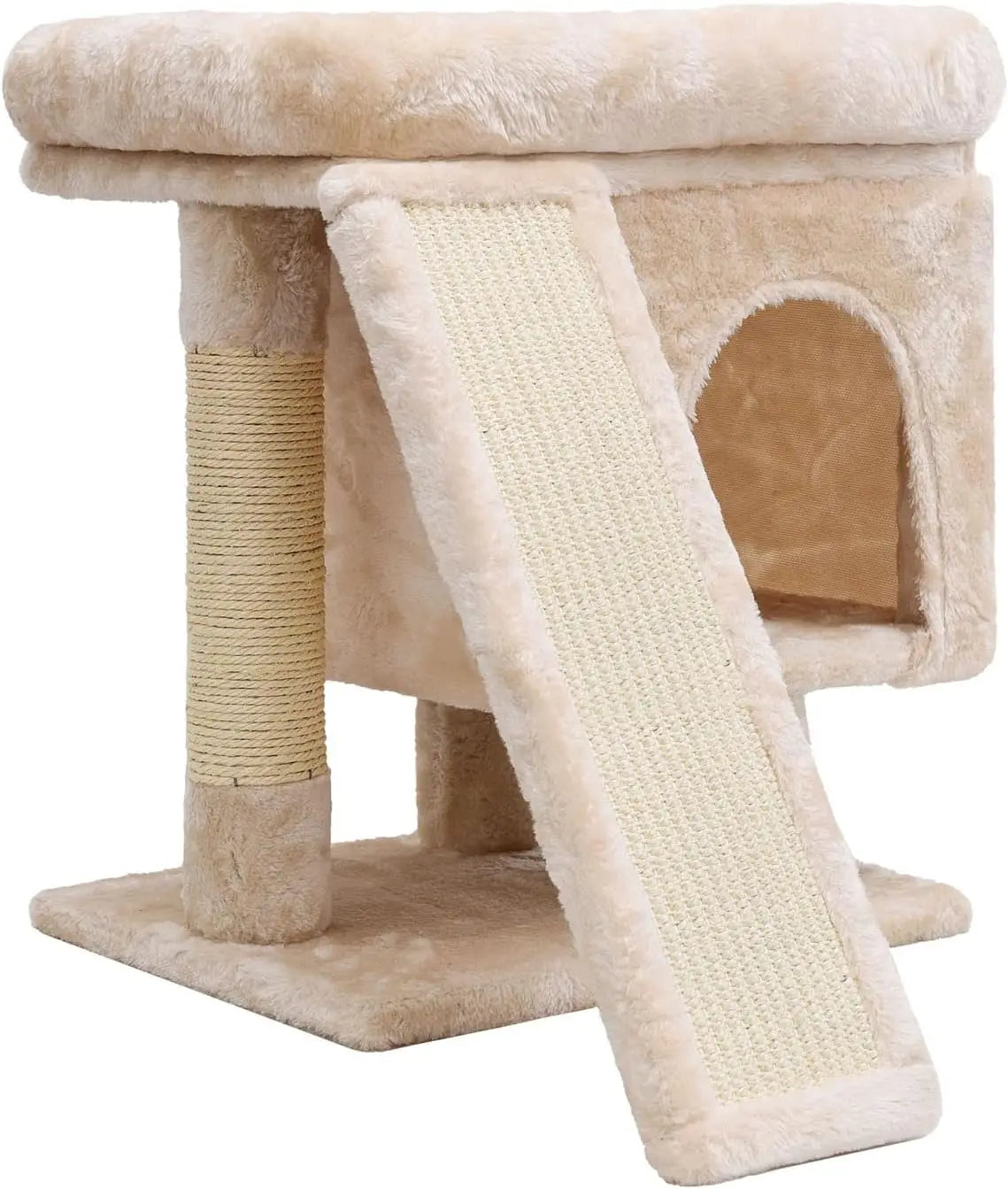 Small Cat Tree for Indoor Cats, Cat Tower with Scratching Post, Modern Activity House for Large Cats, Condo with Board