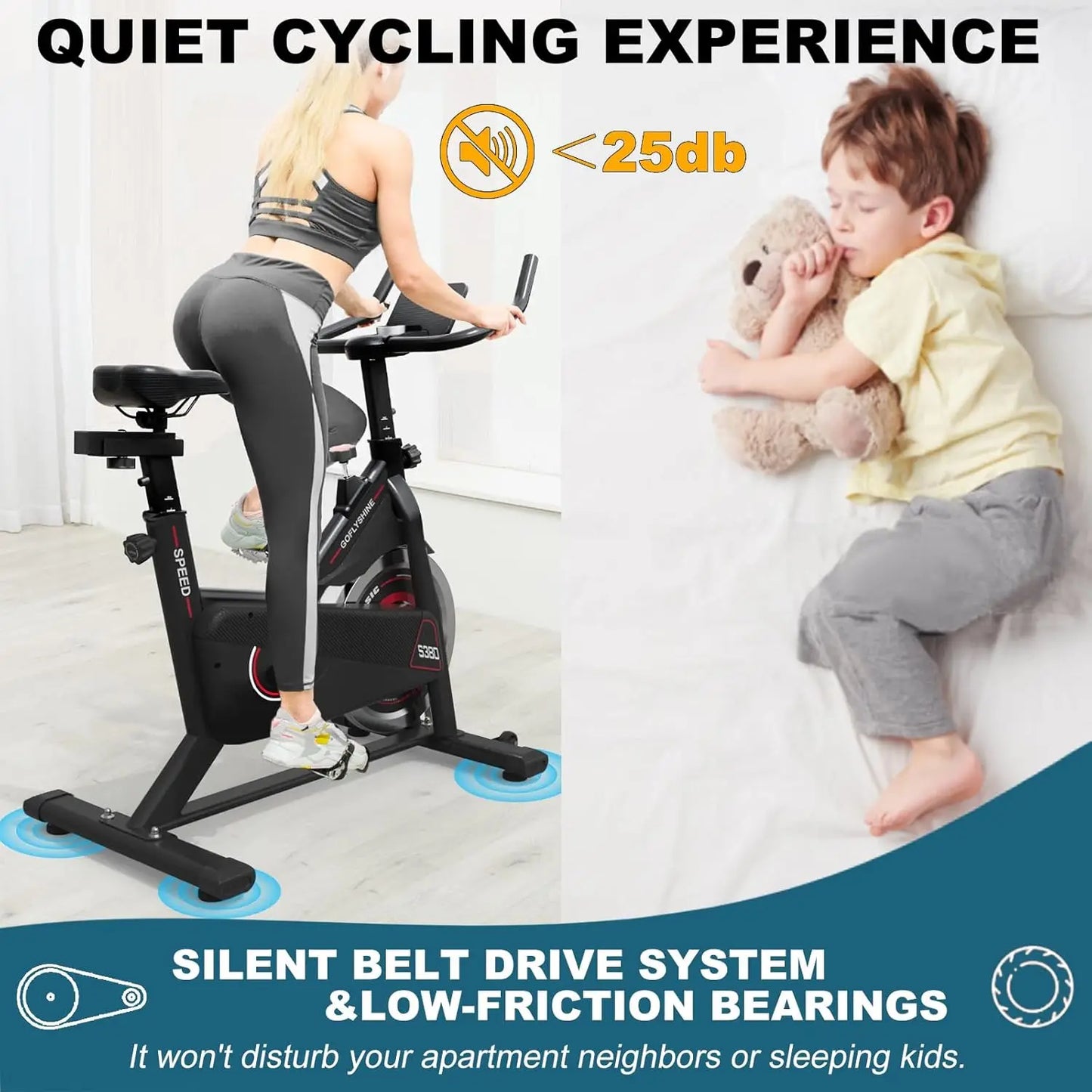 Exercise Bikes Stationary,Exercise Bike for Home Indoor Cycling Bike for Home Cardio Gym,Workout Bike with Ipad Mount & LCD Moni