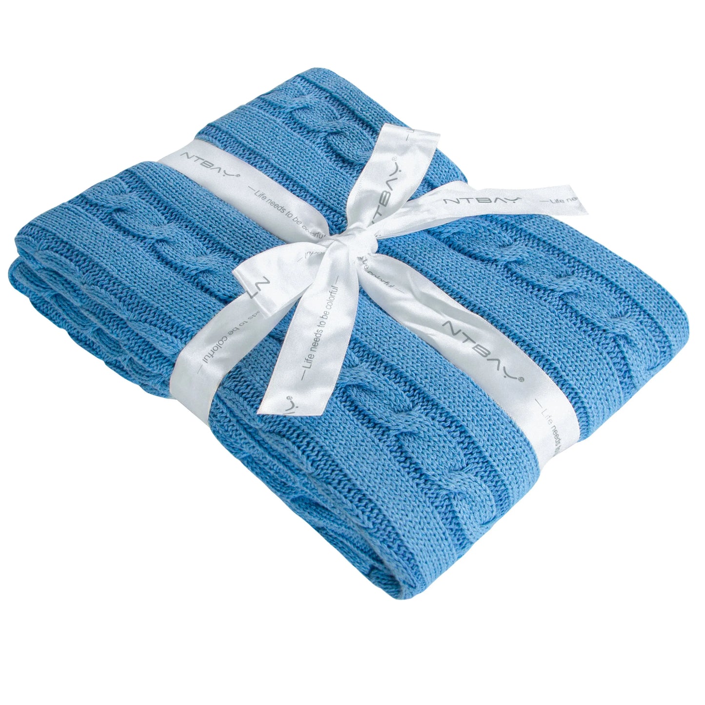 Ntbay 100% Cotton Cable Knit Toddler Blanket, Soft Warm Unisex Baby Blanket for Crib