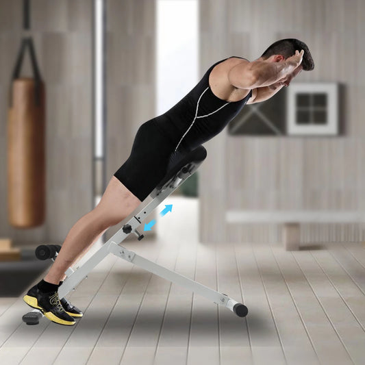 White Versatile Roman Stool Fitness Bench Adjustable Durable Steel & Foam Workout Equipment for Core Strength, Abs & Back Muscle