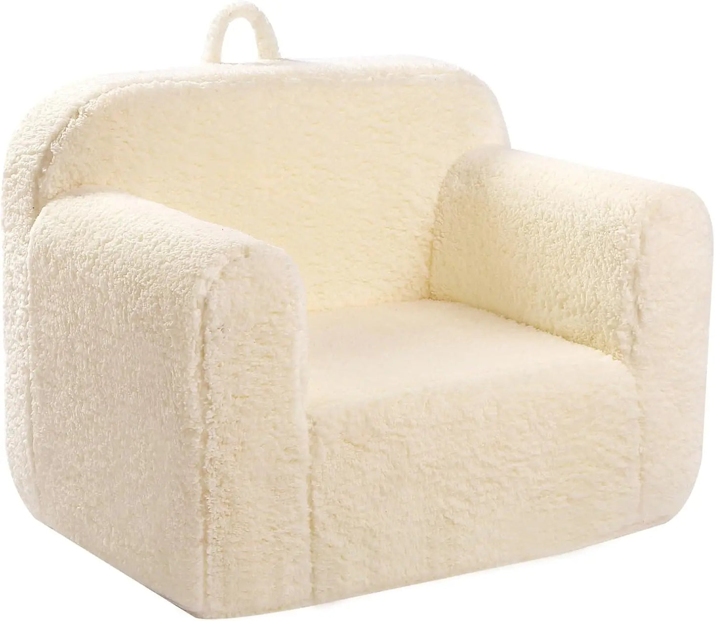 Kids Snuggly-Soft Sherpa Chair, Cuddly Toddler Foam Chair for Boys and Girls, Grey