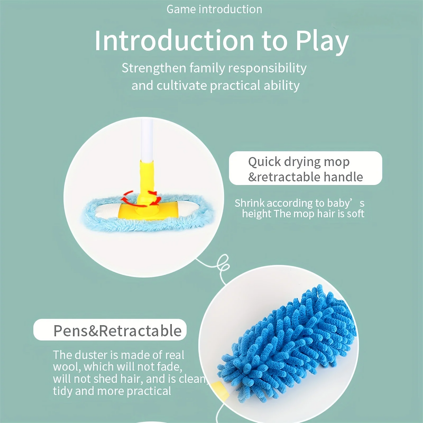 Kids Cleaning Set for Toddlers Detachable 12 Pcs Pretend Play Sets Interactive Play Set Birthday Gift for Boys and Girls Aged 3+