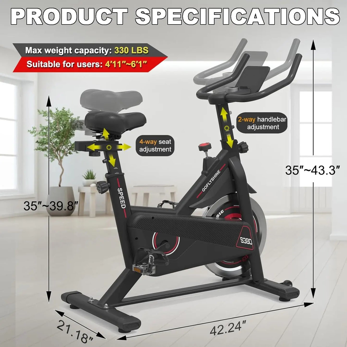 Exercise Bikes Stationary,Exercise Bike for Home Indoor Cycling Bike for Home Cardio Gym,Workout Bike with Ipad Mount & LCD Moni