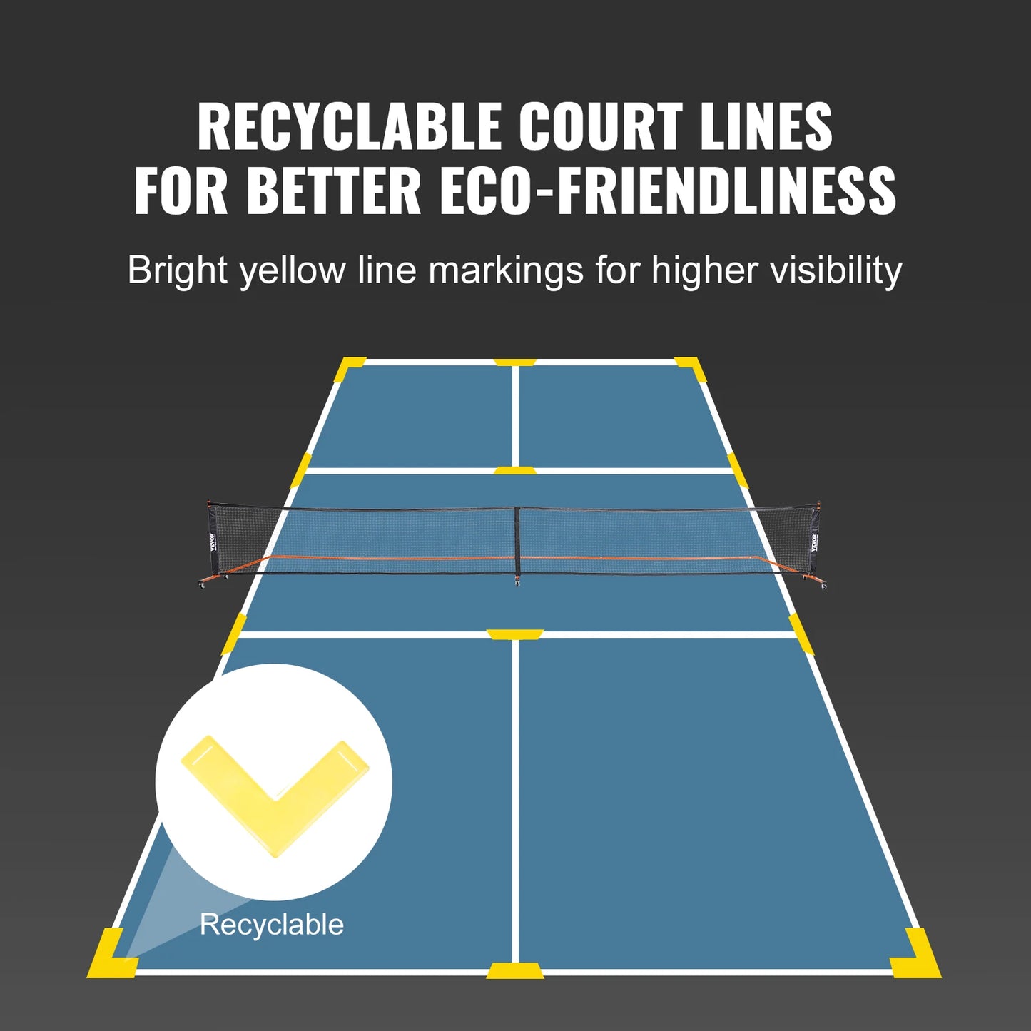 SucceBuy Portable Pickleball Net System 22FT Full Court Official Regulation Size Pickle Ball Nets Outdoor with Court Line