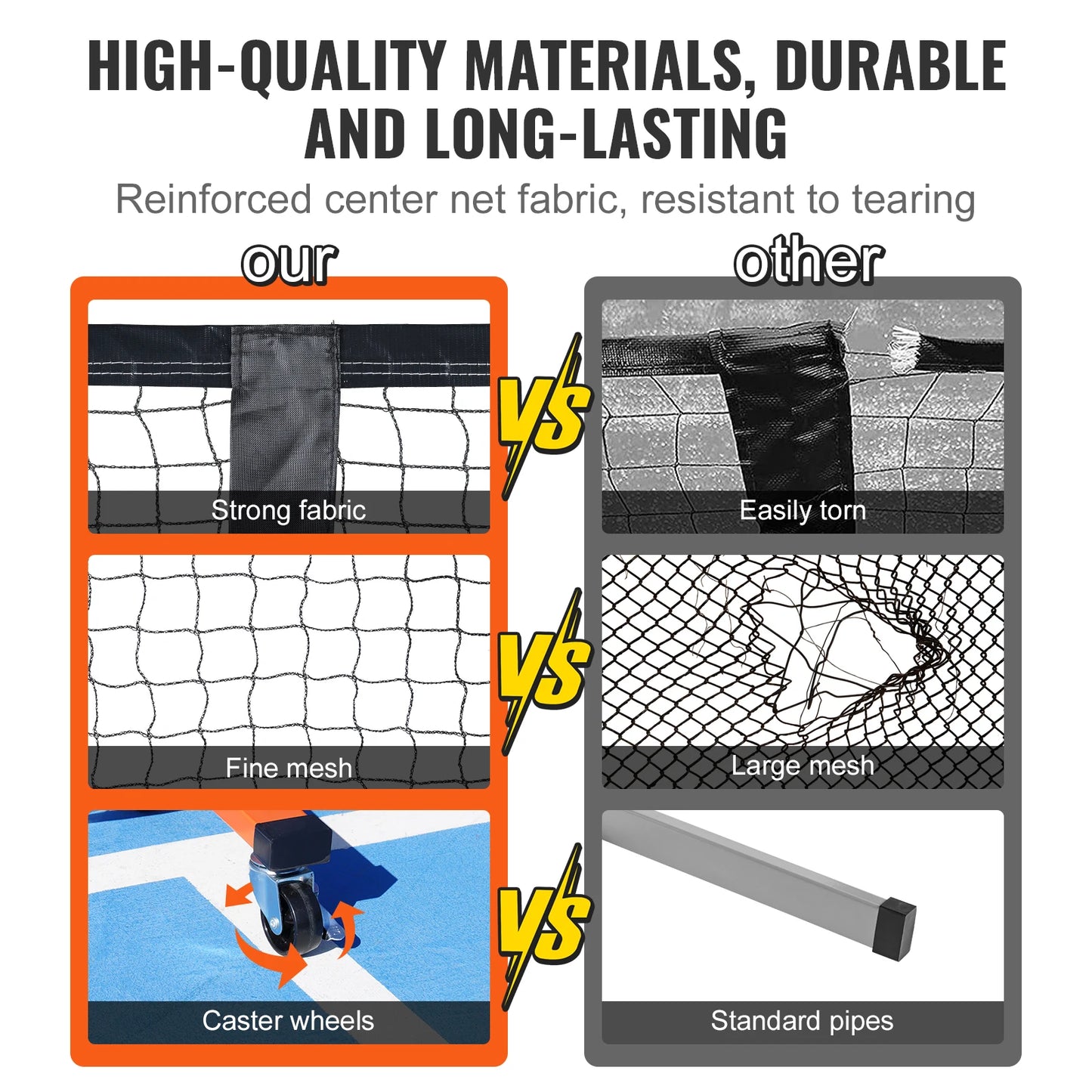 SucceBuy Portable Pickleball Net System 22FT Full Court Official Regulation Size Pickle Ball Nets Outdoor with Court Line
