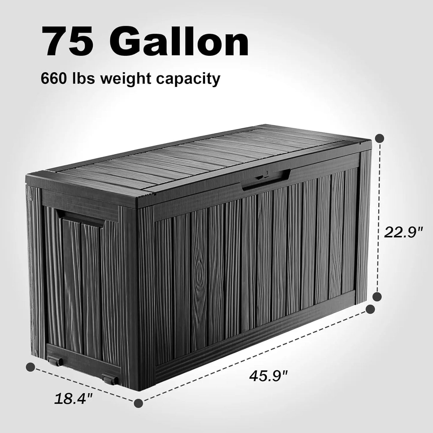 Outdoor Storage Box with Wheels – 75 Gallon Mobile Waterproof Resin Deck Box, Lockable Storage