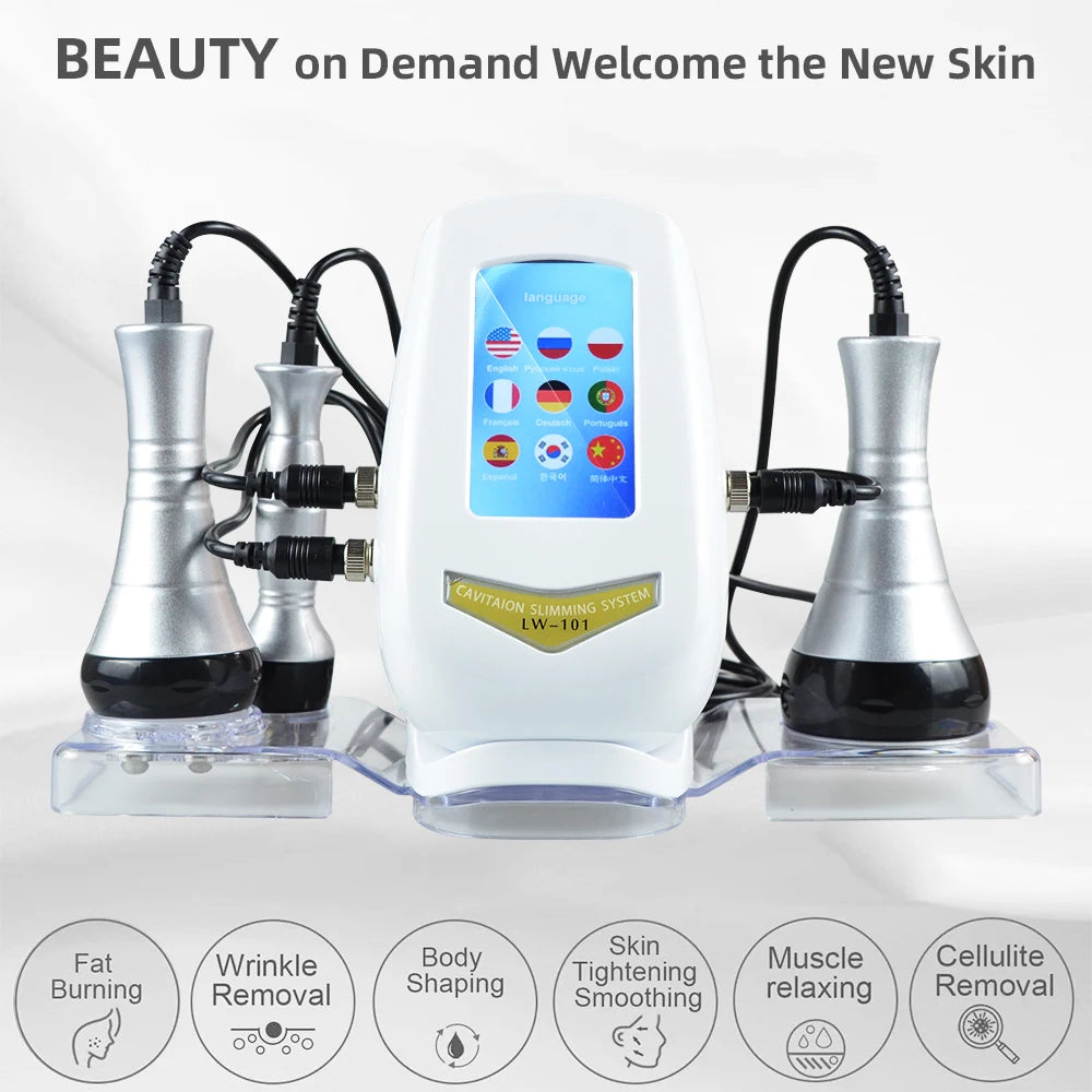 40K 3 IN1 Cavitation Body Slimming Machine Facial Massager Skin Tighten Anti-wrinkle
