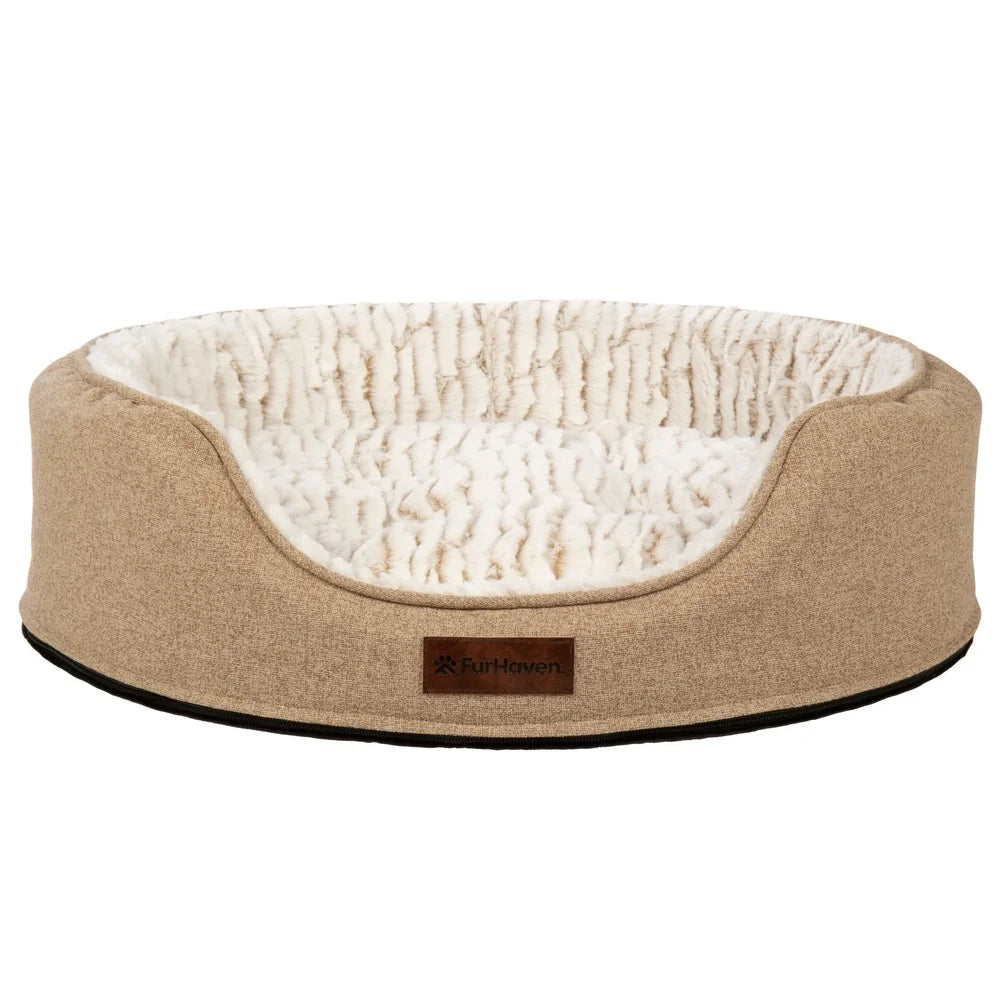 Medium Foam Oval Lounger Dog Cat Bed Reversible Pillow Cozy Cuddler Nest Medical Grade Foam Easy Care Removable Cover