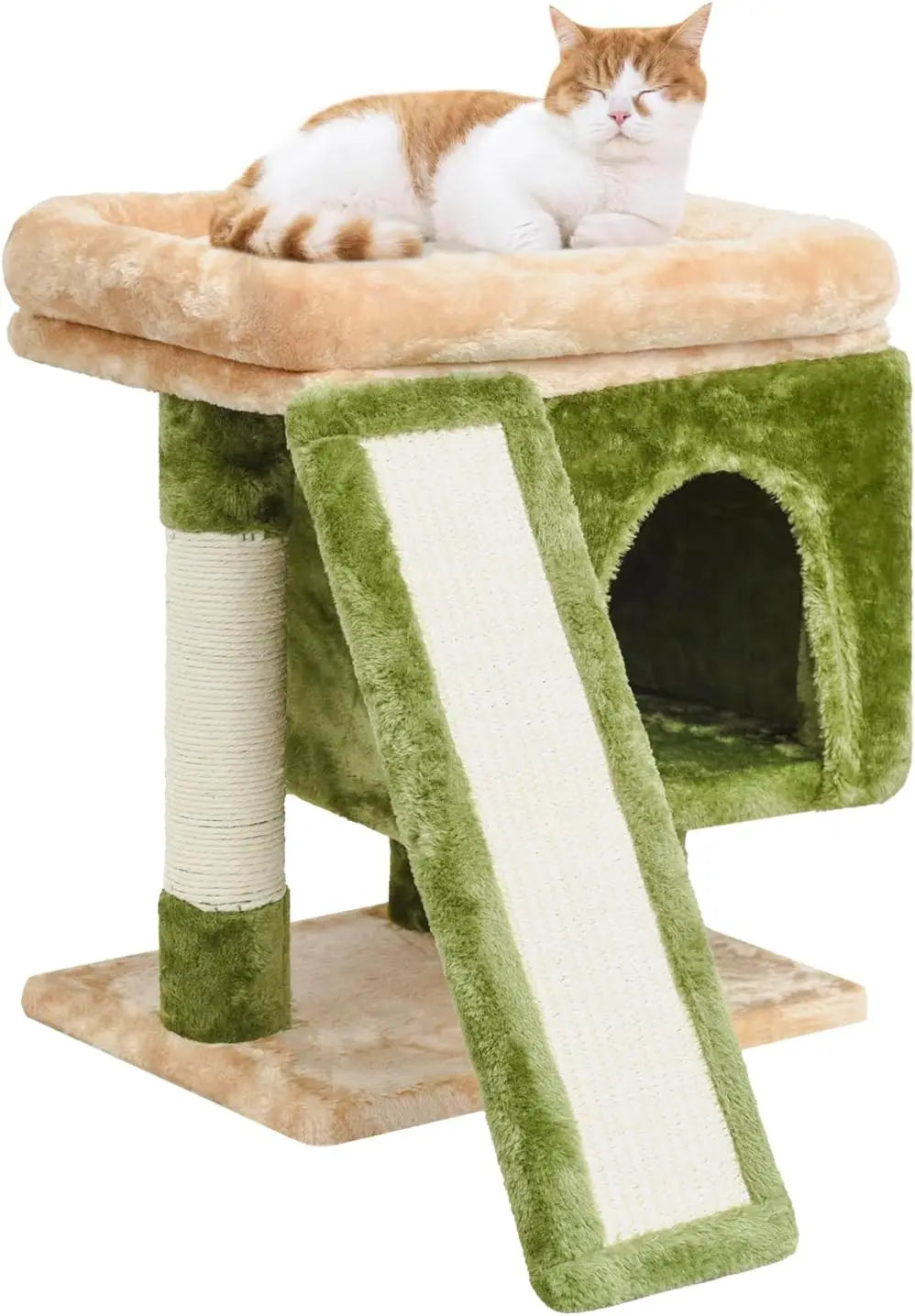 Small Cat Tree for Indoor Cats, Cat Tower with Scratching Post, Modern Activity House for Large Cats, Condo with Board
