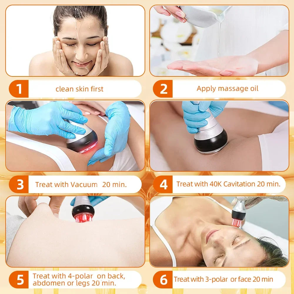 40K 3 IN1 Cavitation Body Slimming Machine Facial Massager Skin Tighten Anti-wrinkle