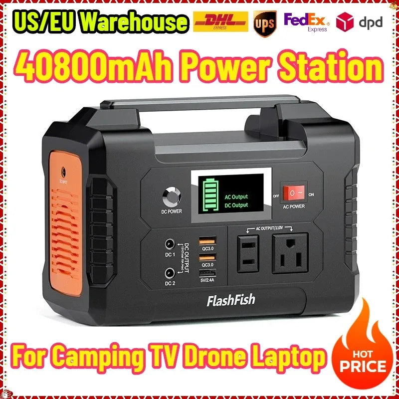 200W Solar Generator 151WH AC Outdoor Emergency Supply Battery Camping TV Drone Laptop Power Bank 40.8A Portable Power Station