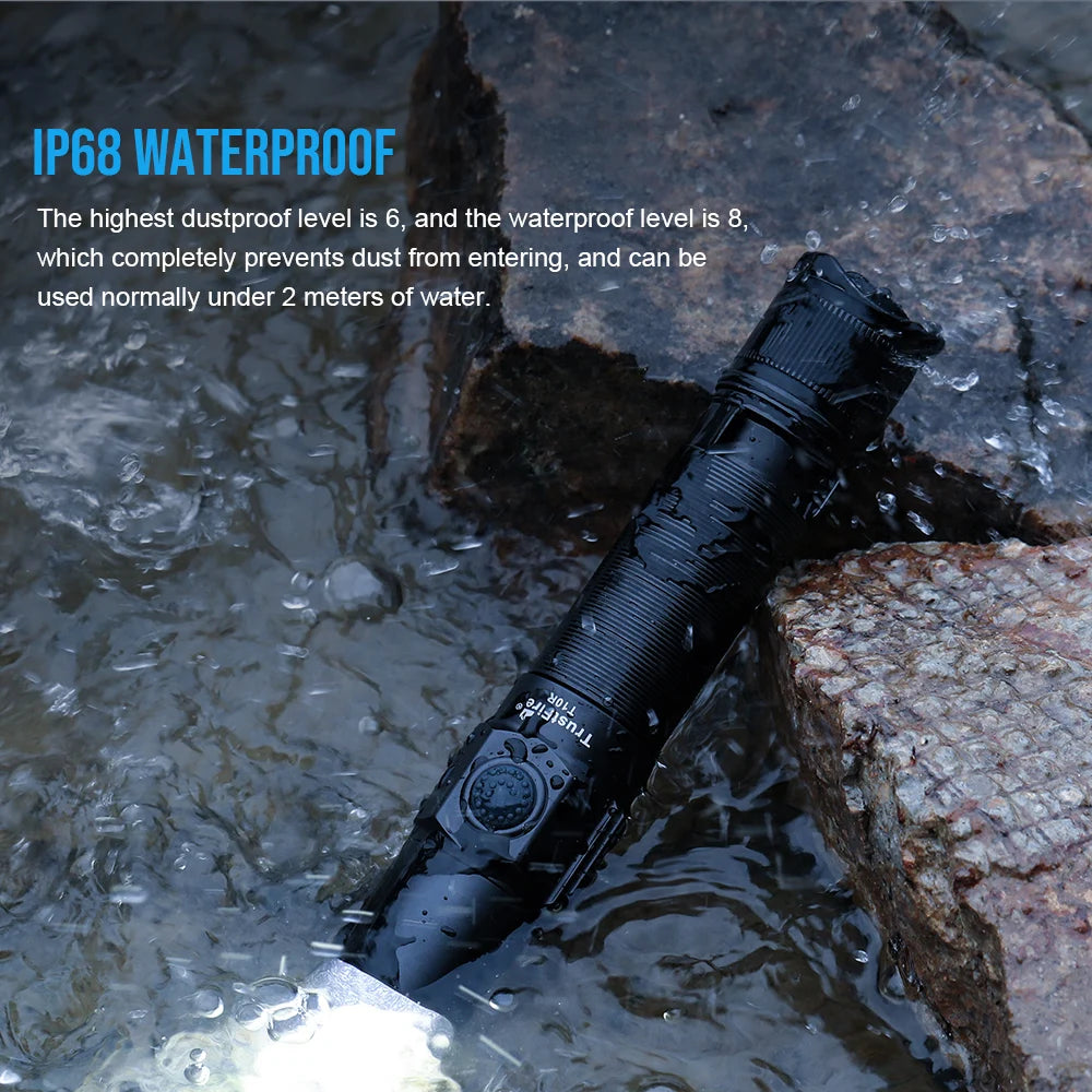 Trustfire T10R Tactical Flashlight 1800LM TypeC USB Rechargeable Flashlight IPX8 Waterproof High Power Police Powerful Light Fla