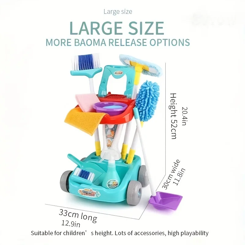 Kids Cleaning Set for Toddlers Detachable 12 Pcs Pretend Play Sets Interactive Play Set Birthday Gift for Boys and Girls Aged 3+