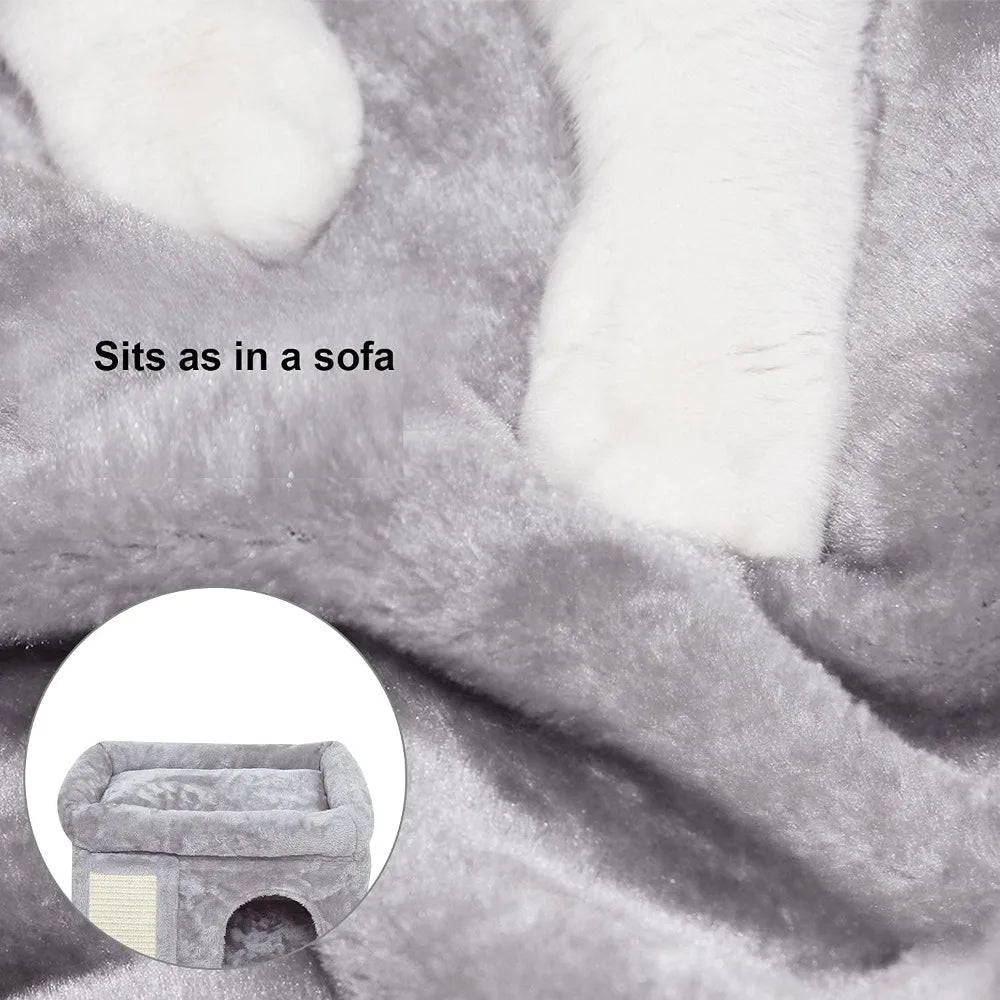 Small Cat Tree for Indoor Cats, Cat Tower with Scratching Post, Modern Activity House for Large Cats, Condo with Board