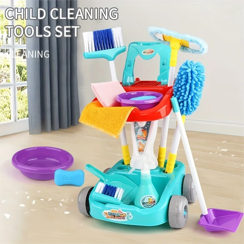 Kids Cleaning Set for Toddlers Detachable 12 Pcs Pretend Play Sets Interactive Play Set Birthday Gift for Boys and Girls Aged 3+