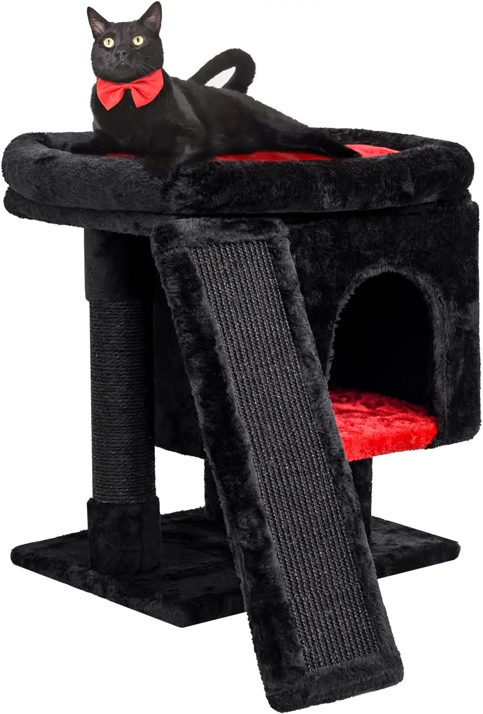 Small Cat Tree for Indoor Cats, Cat Tower with Scratching Post, Modern Activity House for Large Cats, Condo with Board
