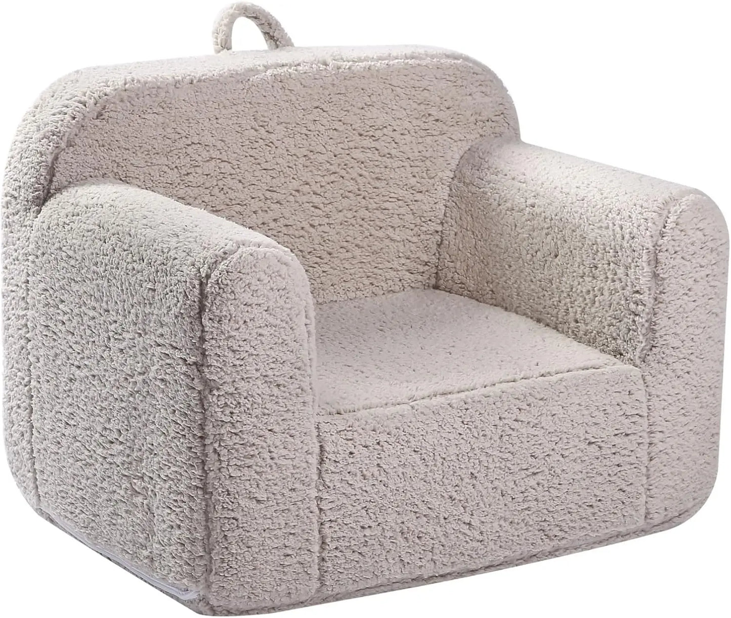 Kids Snuggly-Soft Sherpa Chair, Cuddly Toddler Foam Chair for Boys and Girls, Grey