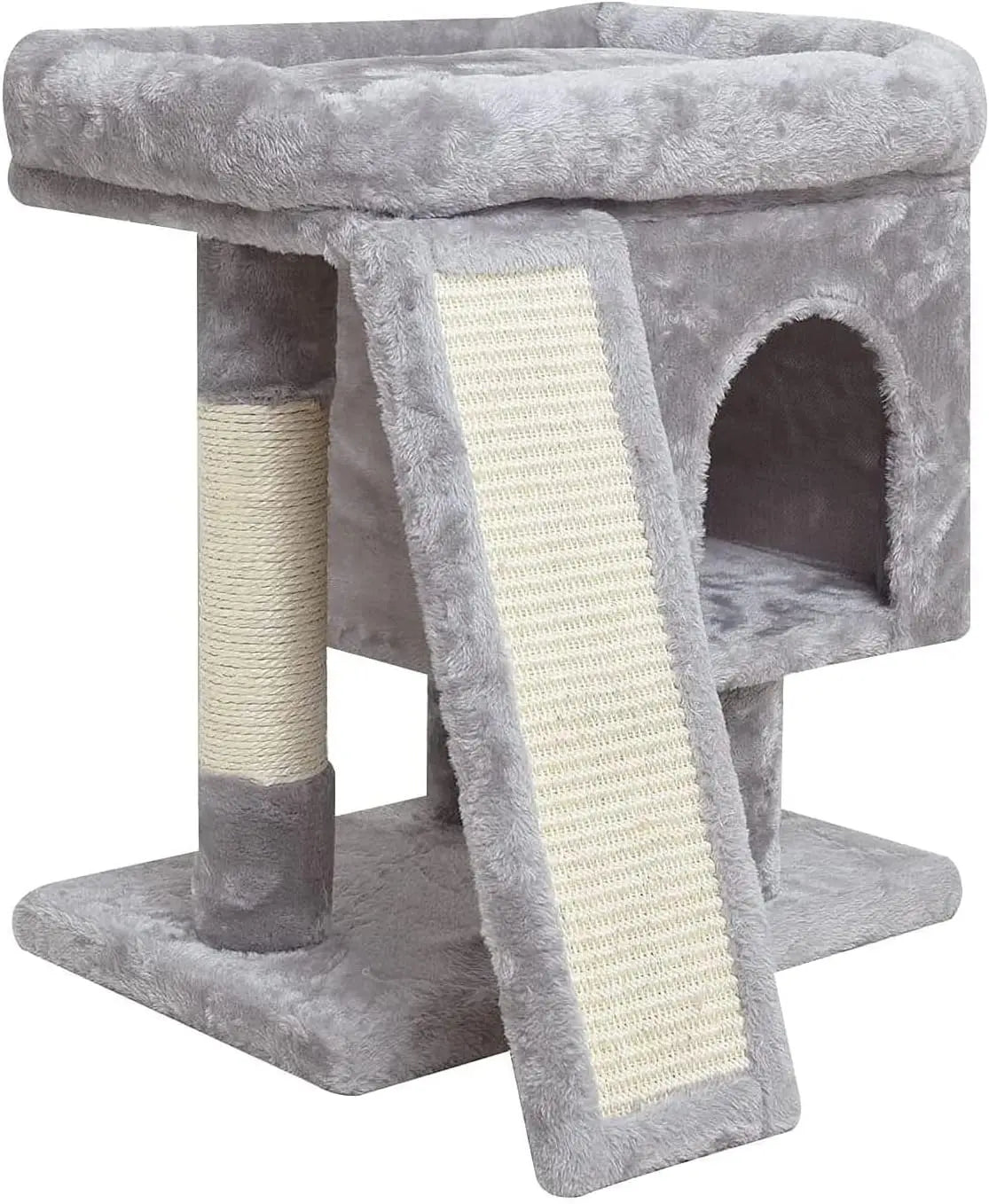 Small Cat Tree for Indoor Cats, Cat Tower with Scratching Post, Modern Activity House for Large Cats, Condo with Board
