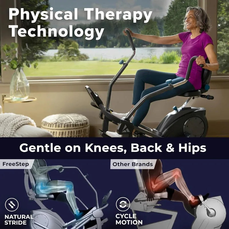 FreeStep Recumbent Cross Trainer Stepper, Zero-Impact Exercise Bike Alternative w/Patented Physical Therapy Stride