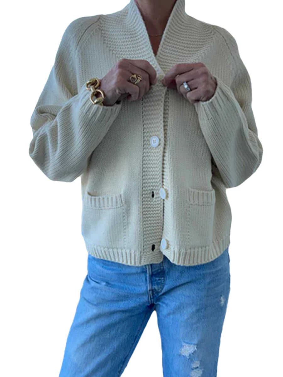 Women s Oversized Chunky Knit Cardigan Sweater with Shawl Collar and Button Down Front - Cozy Winter Fashion Piece