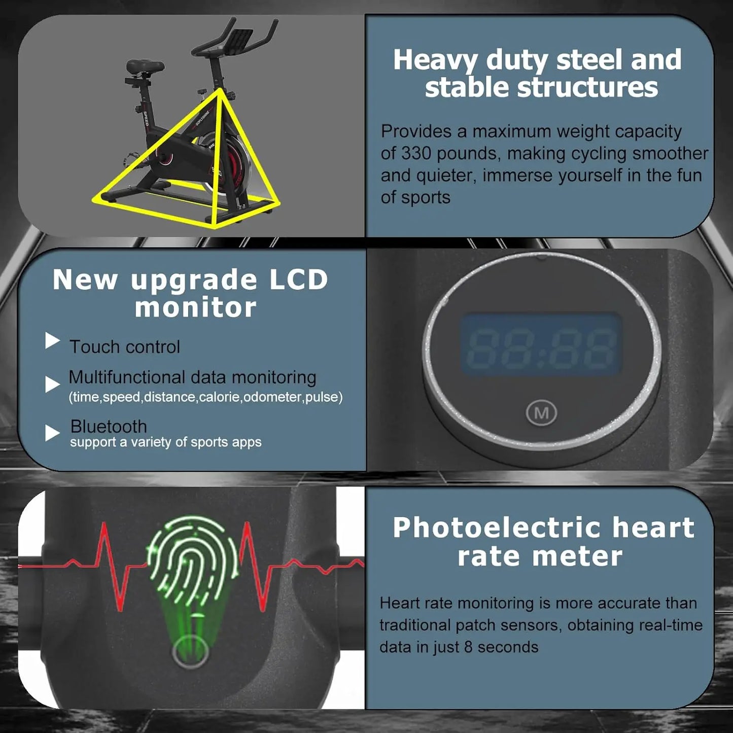 Exercise Bikes Stationary,Exercise Bike for Home Indoor Cycling Bike for Home Cardio Gym,Workout Bike with Ipad Mount & LCD Moni