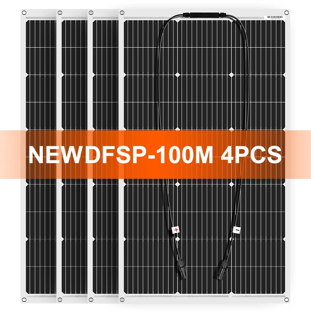 DOKIO 18V 100W/200W/400W Flexible Solar Panels Waterproof Monocrystalline Solar Panel Camping RV Home Charge 12V