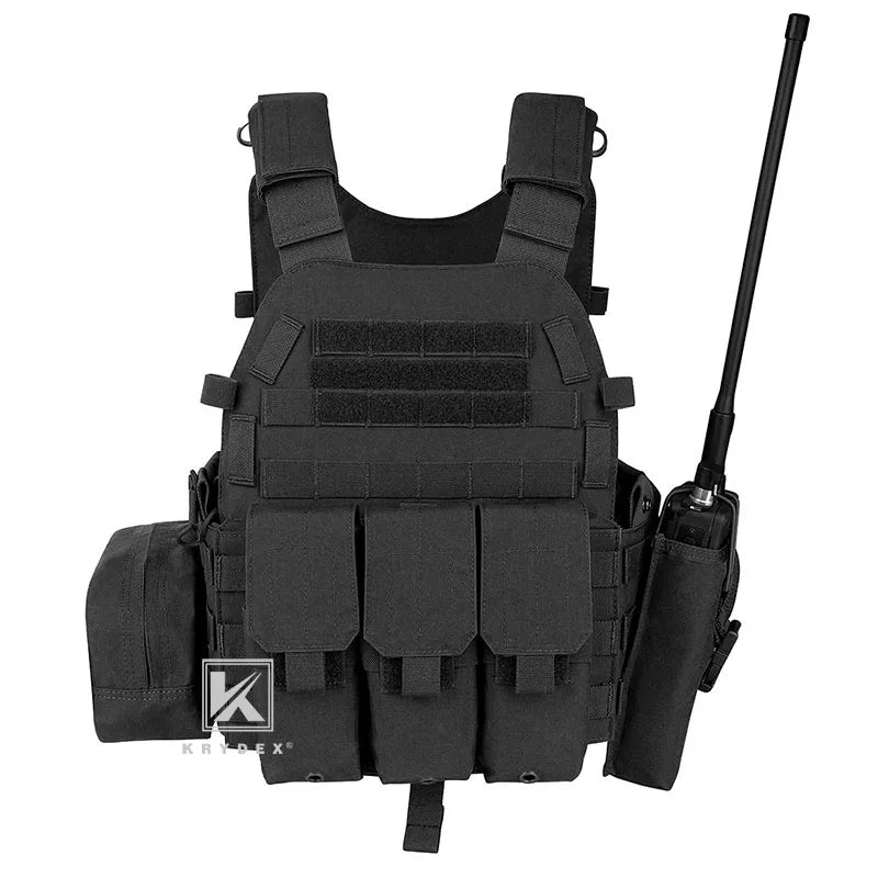 KRYDEX LBT-6094A Tactical Modular Vest Triple Mag/Radio/Dump Pouch Airsoft Hunting Battle Plate Carrier MOLLE Vest Camo MC