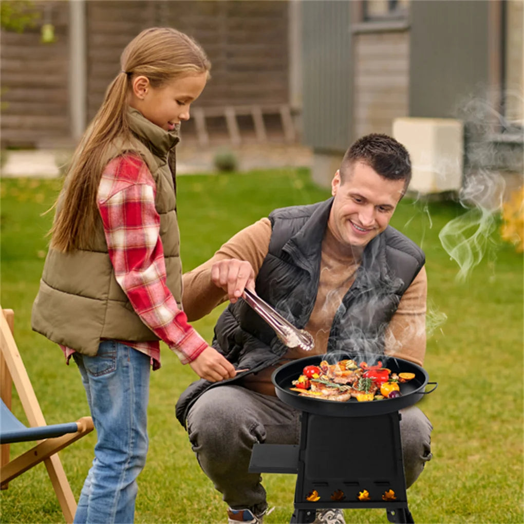 Portable Windproof Outdoor Fire Wood Heater with Burner Stove Bin for Camping Tent