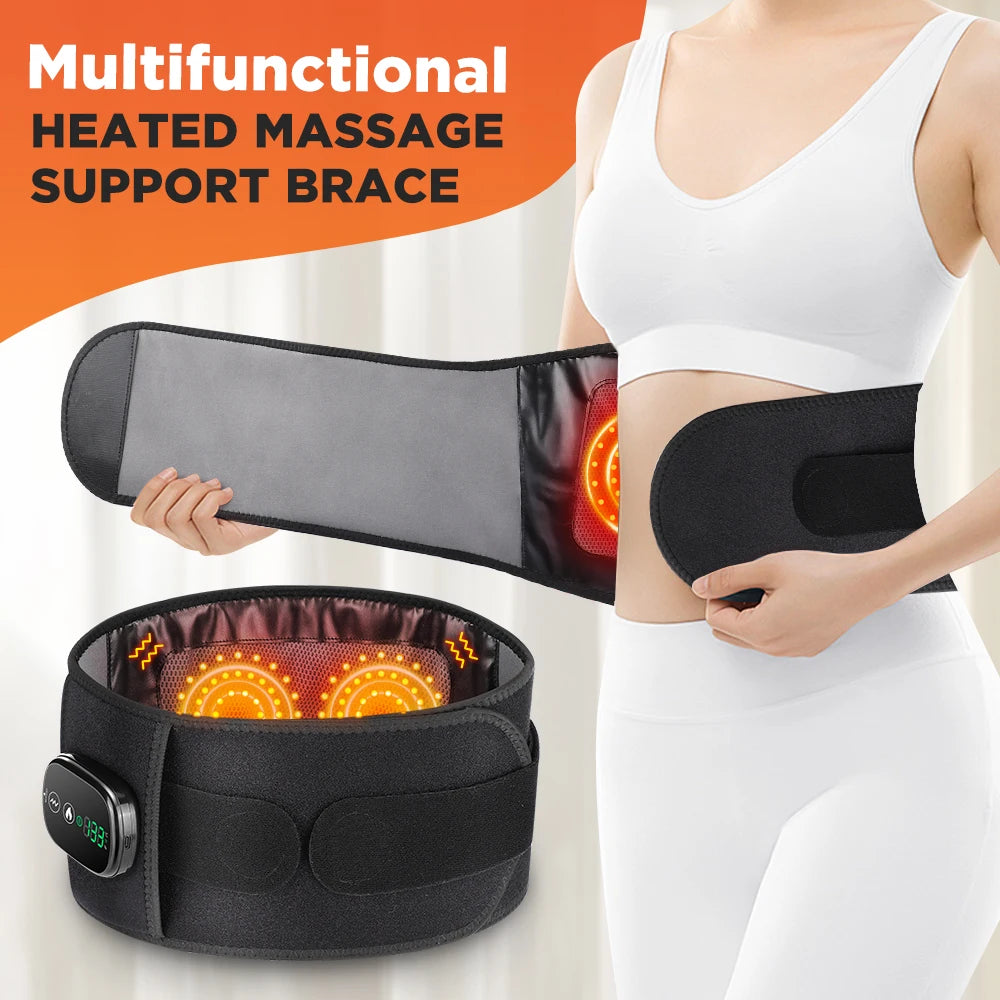US UK Stock Rechargeable Heated Massage Support Brace Massage Waist Belt Relieve Fatigue Relax Muscle
