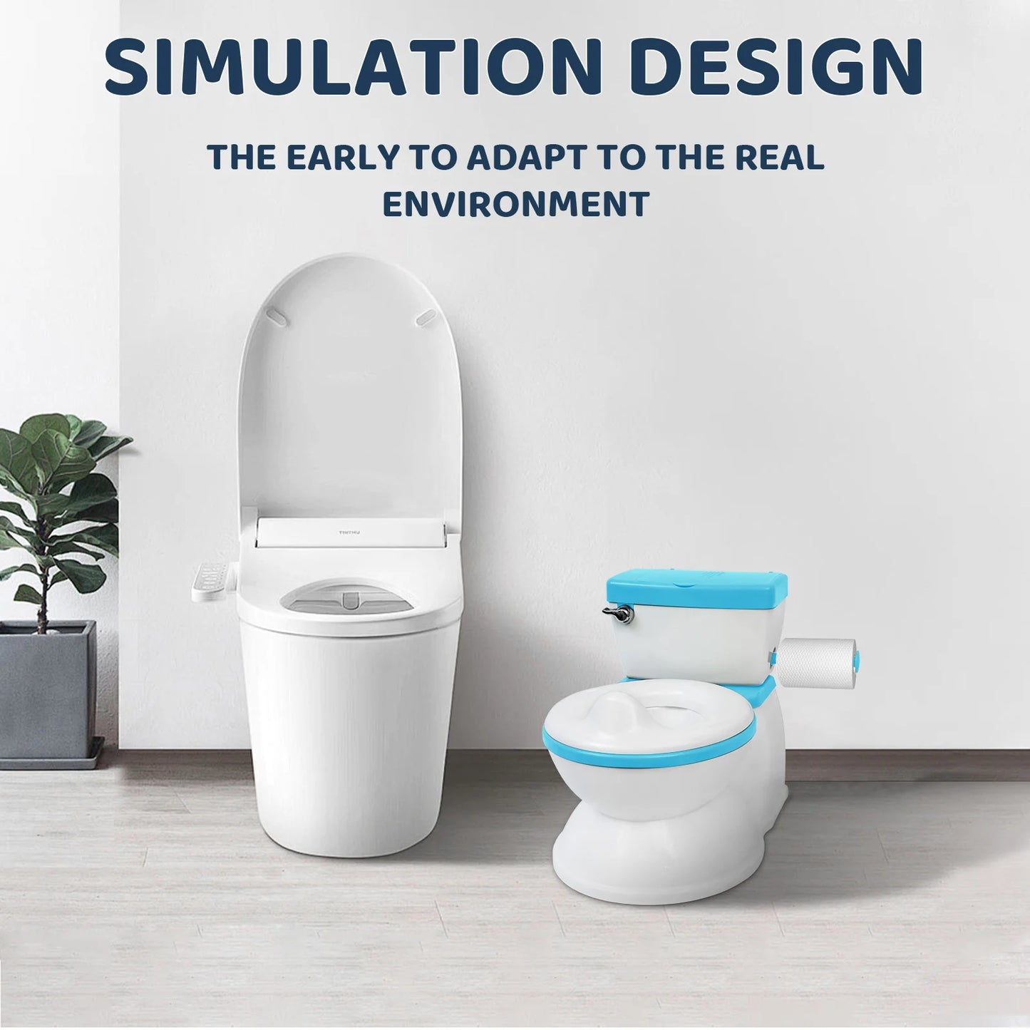 Baby Potty Toilet Real Feel 2-in-1 with Wipes Storage Removable Seat Children's Simulation Training Easy to Clean Assemble