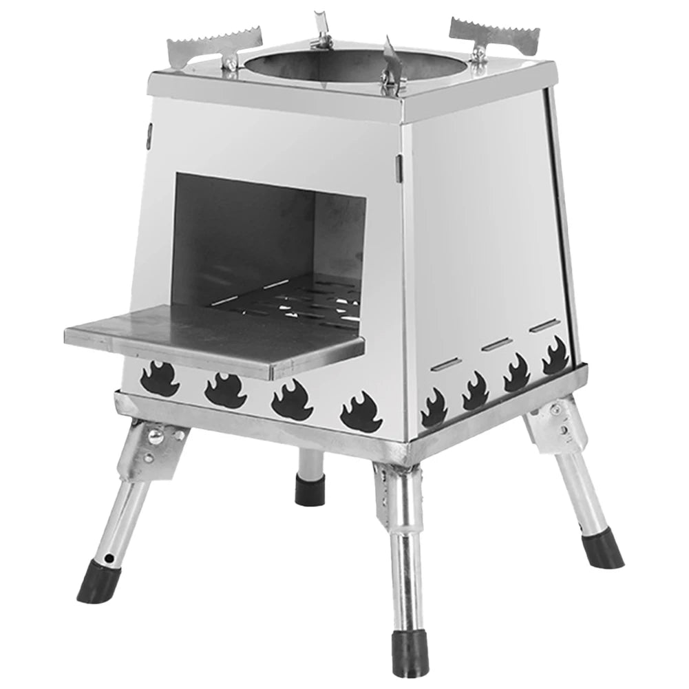 Camping Stove Height Adjustable Compact Folding Wood Stove Foldable Wood-Burning Stove for Outdoor Camping Hiking Cooking Picnic