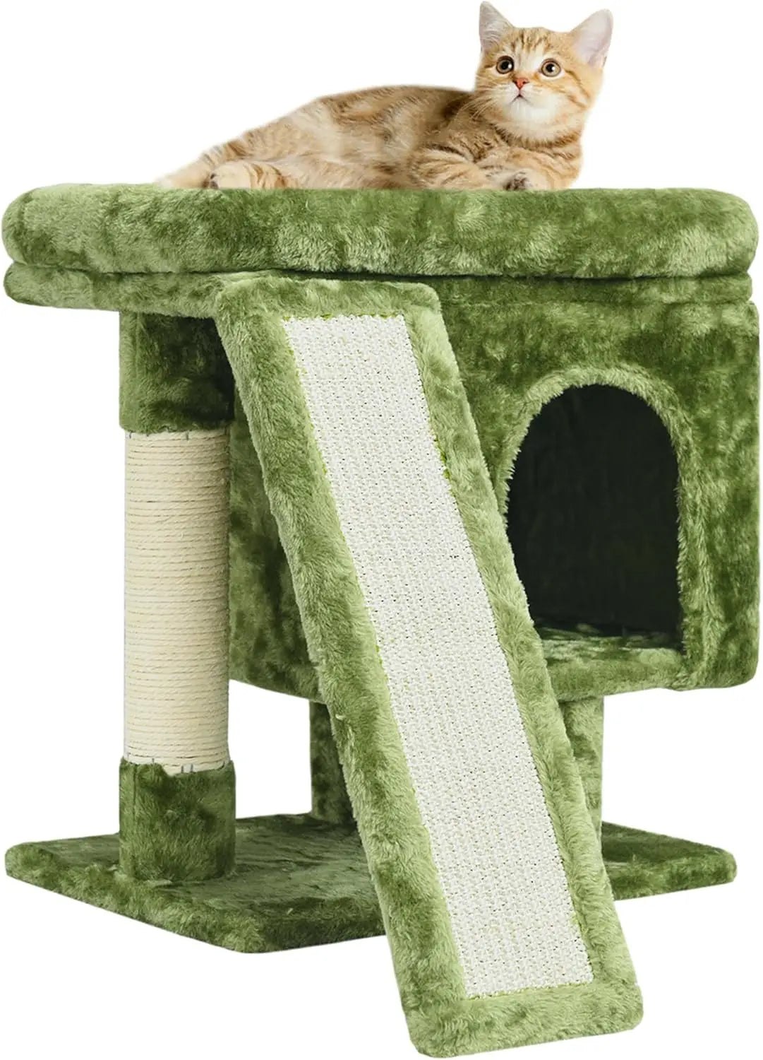 Small Cat Tree for Indoor Cats, Cat Tower with Scratching Post, Modern Activity House for Large Cats, Condo with Board