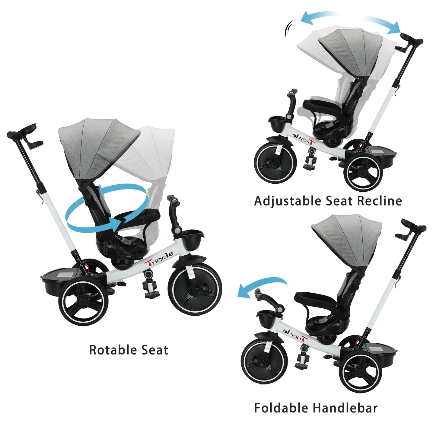 Baby Stroller Tricycle Ride Bike , 5-in-1, Adjustable Canopy, Sitting & Lying,Celerity Disassembly & Assembly,1-5 Years