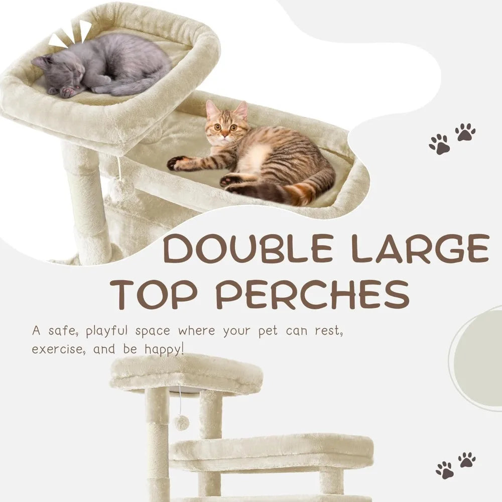 80-Inch Tall Cat Tree Tower for Indoor Cats/Large Cat Tree with Hammock, Scratching Posts & Perches/Big Multi-Level Cat Tower