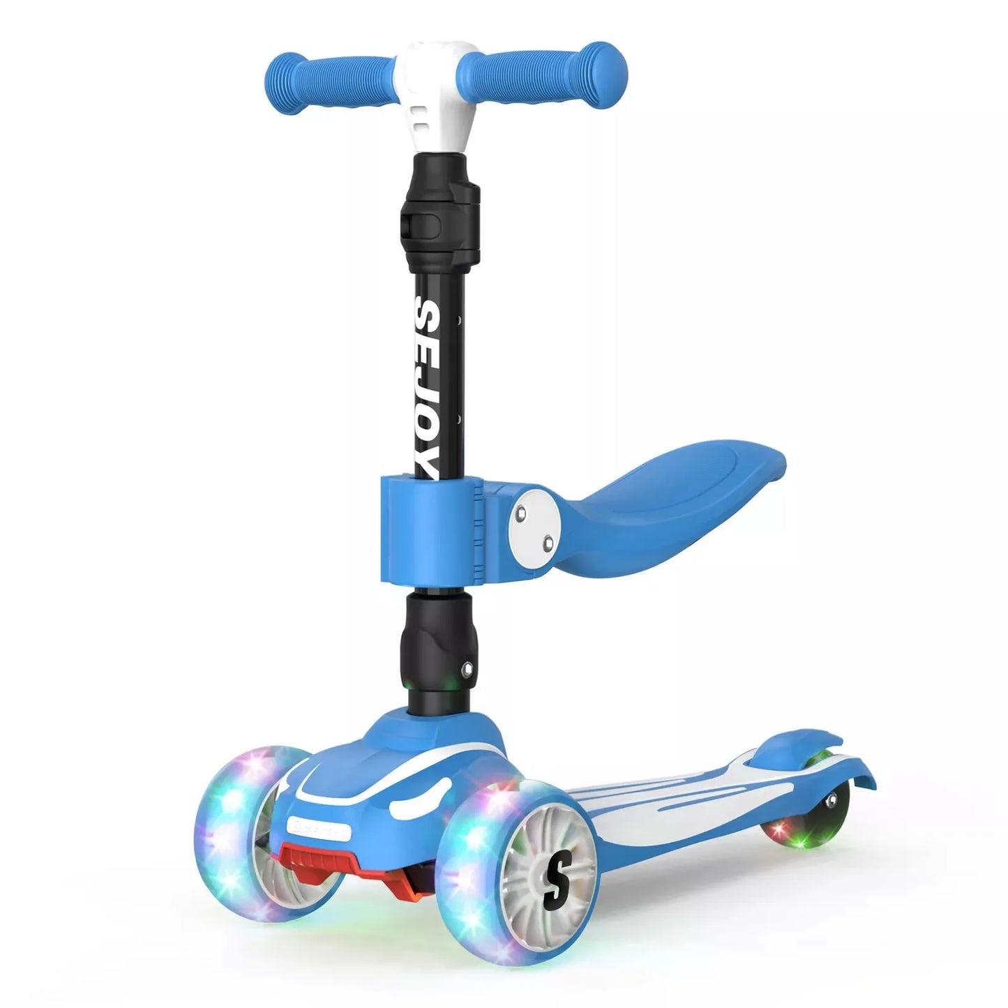 Sejoy Toddler Kick Scooter for Kids Childrens Foldable Seat Outside Bike Toy Scooter with Adjustable Height/Handlebars