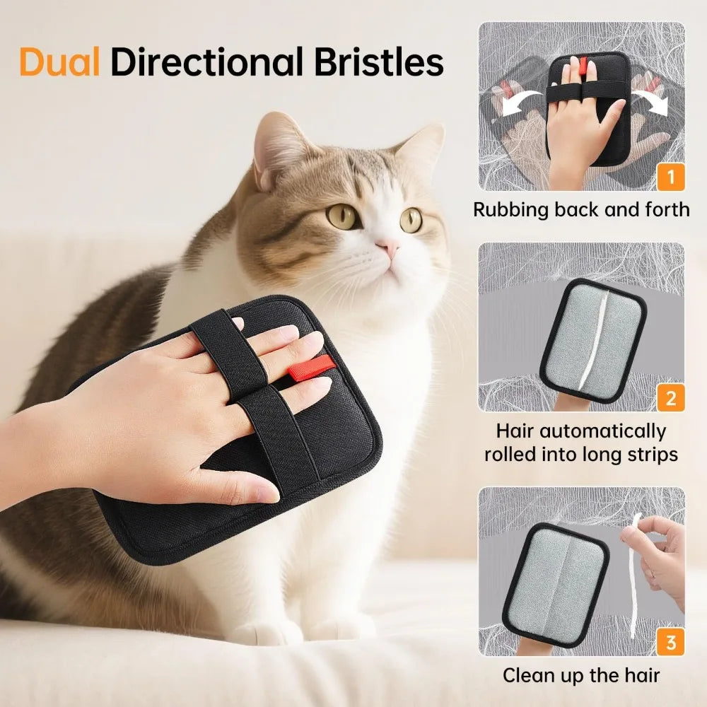2 Pcs Static Pet Hair Remover Gloves Brush, Reusable Electrostatic Upgrade Efficient Grooming Gloves Brush for Pet Hair, Cat Gro