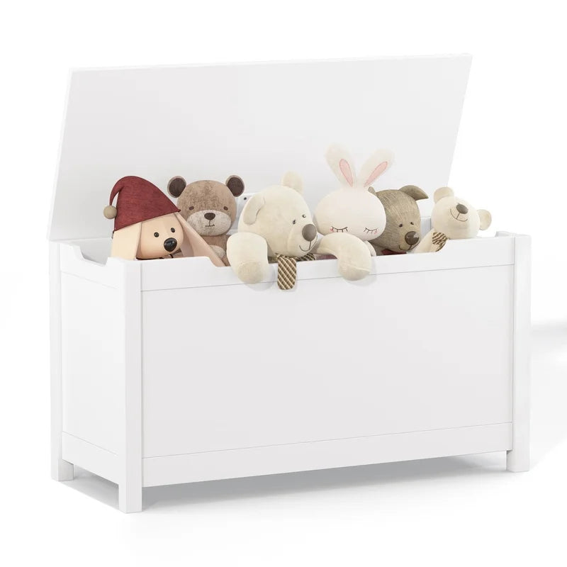 Wooden Toy Chest Storage Bench Kids Safety Hinged Large Toy Box Multi-functional Organizer Durable Childrens Furniture
