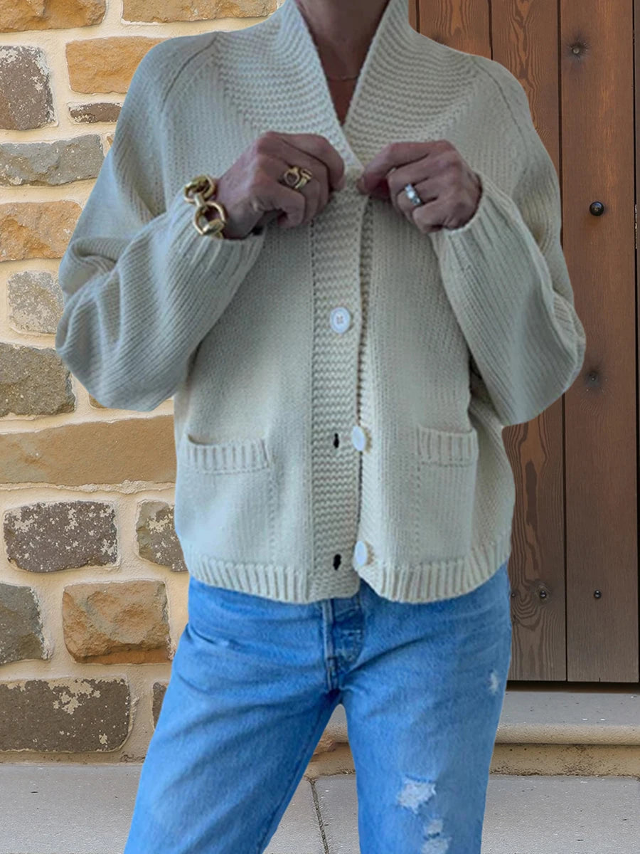 Women s Oversized Chunky Knit Cardigan Sweater with Shawl Collar and Button Down Front - Cozy Winter Fashion Piece