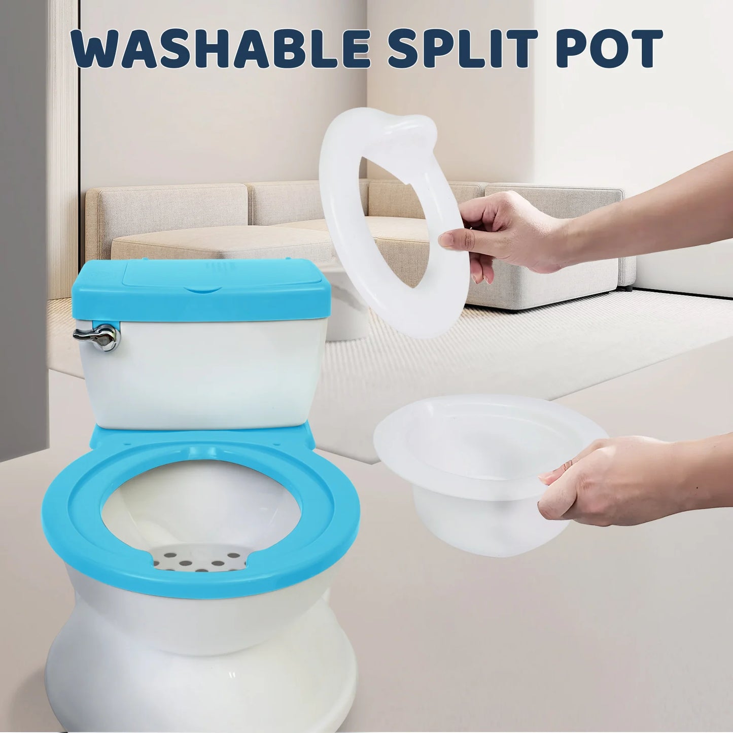 Baby Potty Toilet Real Feel 2-in-1 with Wipes Storage Removable Seat Children's Simulation Training Easy to Clean Assemble