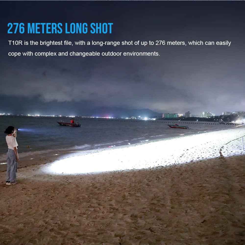 Trustfire T10R Tactical Flashlight 1800LM TypeC USB Rechargeable Flashlight IPX8 Waterproof High Power Police Powerful Light Fla