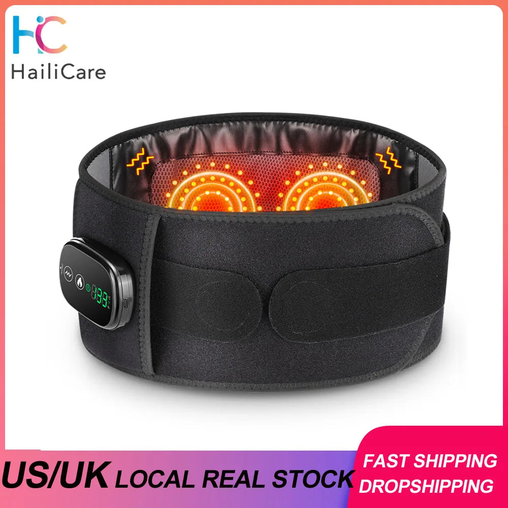US UK Stock Rechargeable Heated Massage Support Brace Massage Waist Belt Relieve Fatigue Relax Muscle
