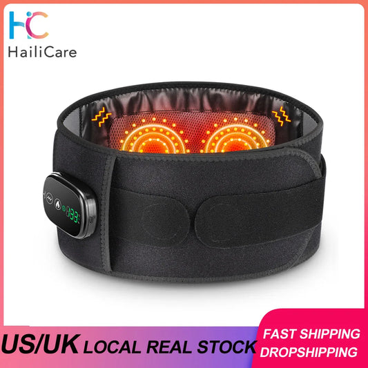 US UK Stock Rechargeable Heated Massage Support Brace Massage Waist Belt Relieve Fatigue Relax Muscle
