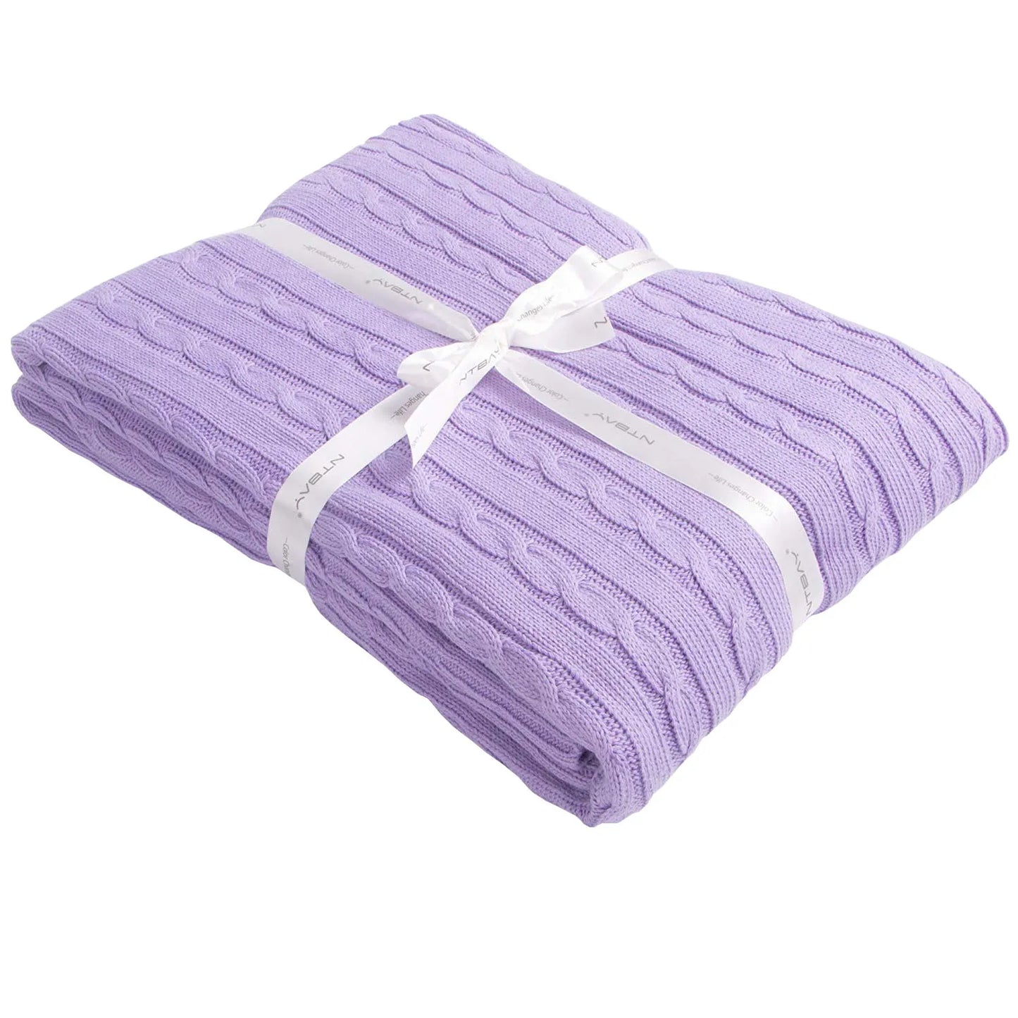 Ntbay 100% Cotton Cable Knit Toddler Blanket, Soft Warm Unisex Baby Blanket for Crib