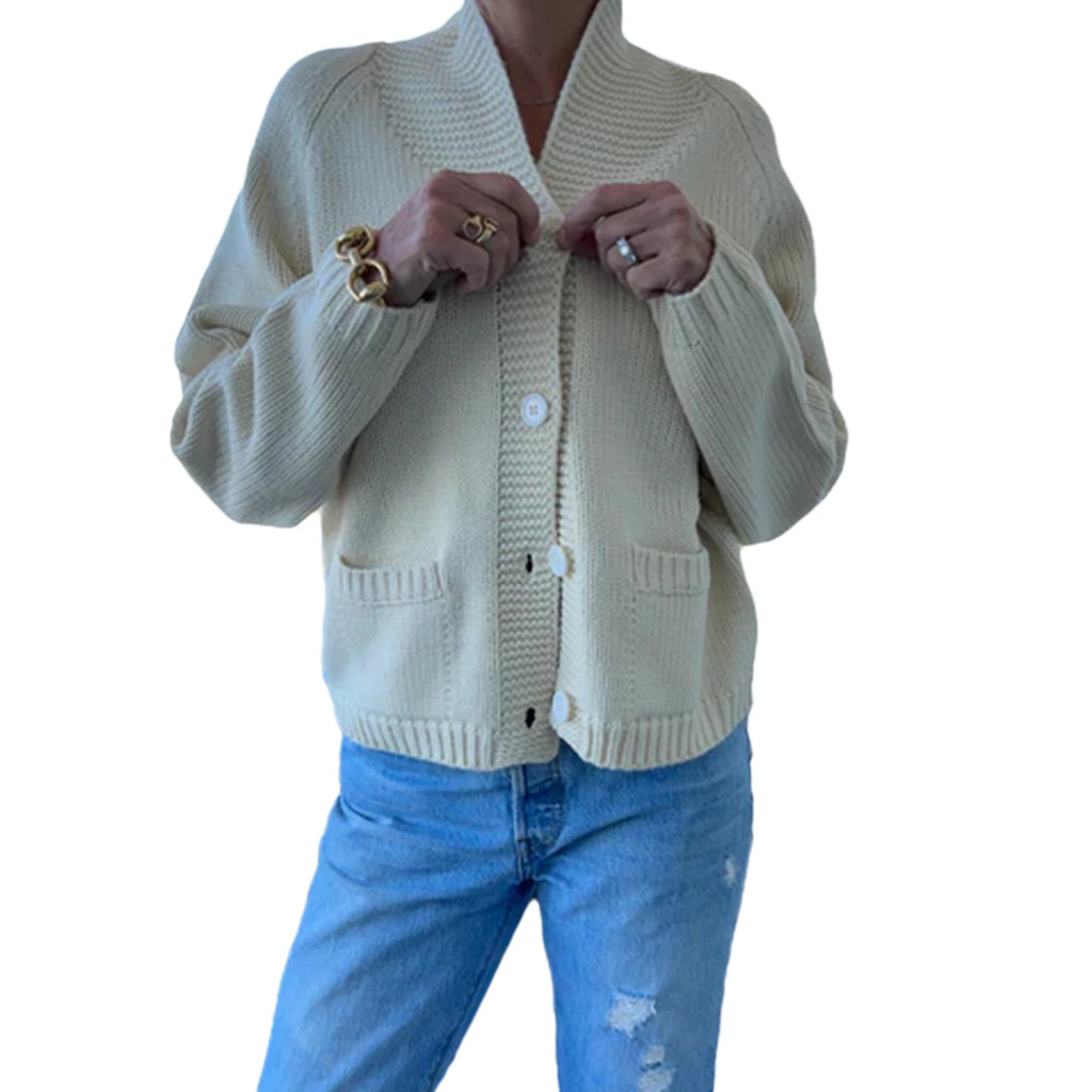 Women s Oversized Chunky Knit Cardigan Sweater with Shawl Collar and Button Down Front - Cozy Winter Fashion Piece